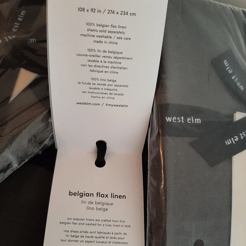 West Elm KING Belgian Flax Linen Duvet cover & 2 King shams Slate